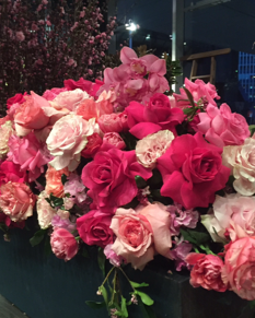 soft and bright pink floral casket cover