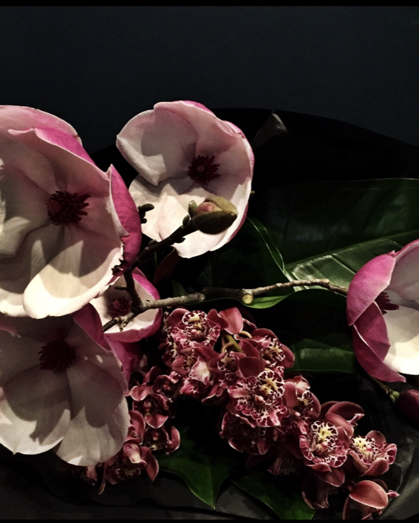orchards and sculptural floral arrangement